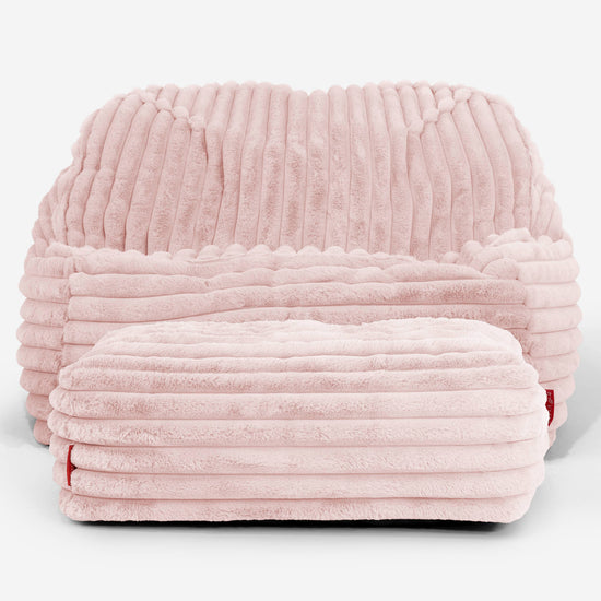 Le Pouf Doudou - Velours Côtelé Ultra Pelucheux Rose Pastel 03