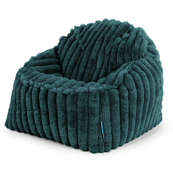 Le Pouf Enfant Doudou 2-6 ans - Velours Côtelé Ultra Pelucheux Bleu Canard 01