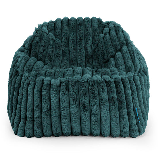 Le Pouf Enfant Doudou 2-6 ans - Velours Côtelé Ultra Pelucheux Bleu Canard 02