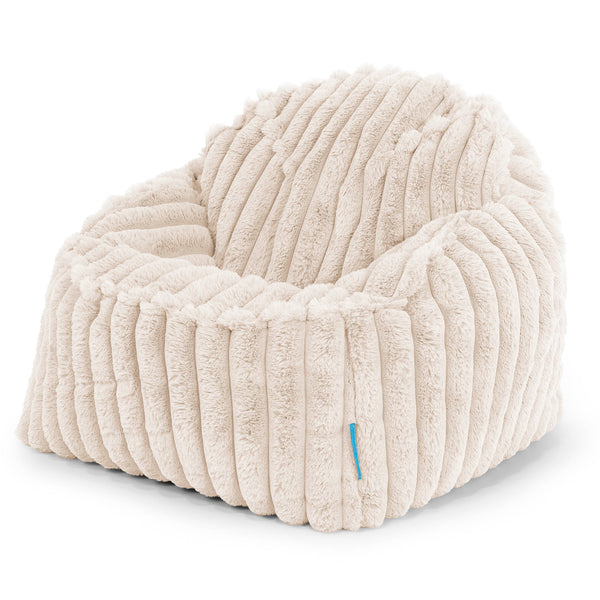 Le Pouf Enfant Doudou 2-6 ans - Velours Côtelé Ultra Pelucheux Crème 01