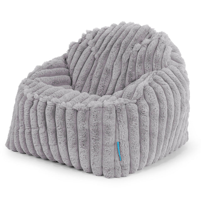 Le Pouf Enfant Doudou 2-10 ans - Velours Côtelé Ultra Pelucheux Gris 01