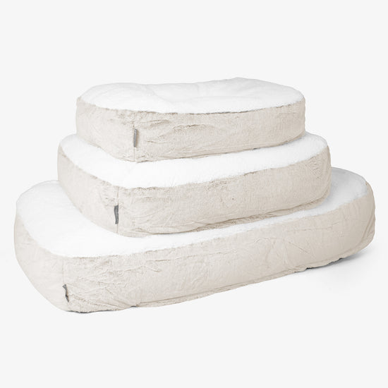 Lit pour Chien, Taille Moyenne - Fausse Fourrure Lapin Blanc 02