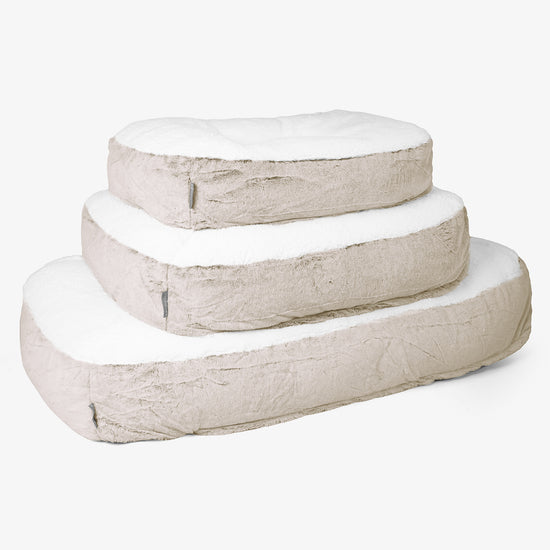 Lit pour Chien, Taille Moyenne - Fausse Fourrure Lapin Brun Doré 02