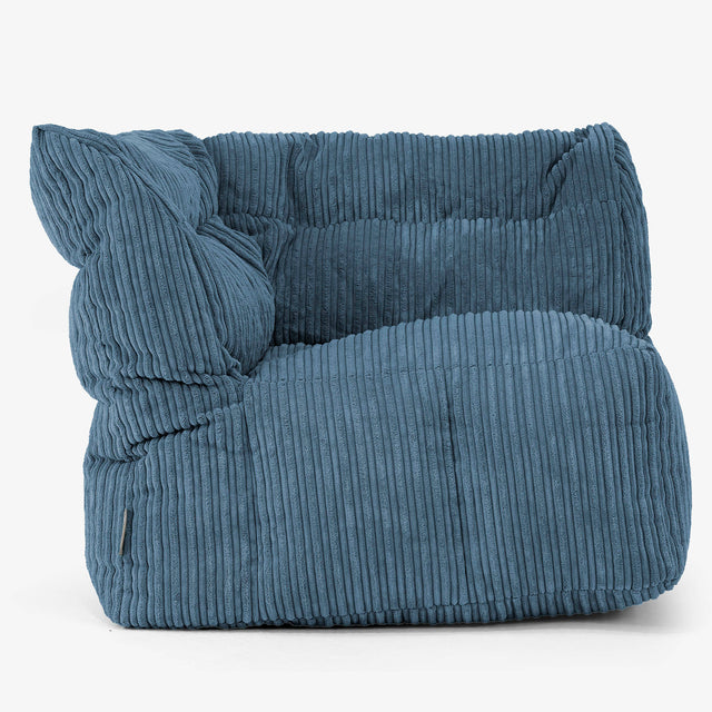 Modulaire Canapé Pouf, Élément Angle Droit - Côtelé Bleu Marine 01