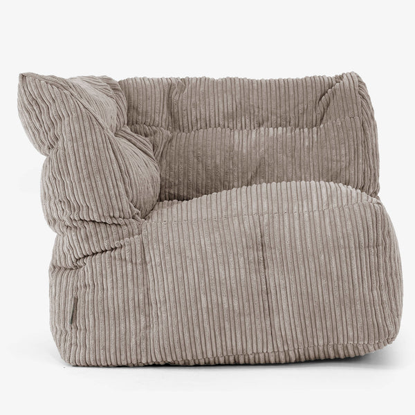 Modulaire Canapé Pouf, Élément Angle Gauche - Côtelé Grège