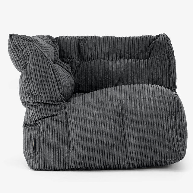 Modulaire Canapé Pouf, Élément Angle Droit - Côtelé Noir 01