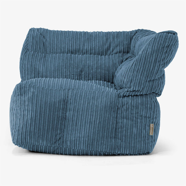 Modulaire Canapé Pouf, Élément Angle Gauche - Côtelé Bleu Marine 01