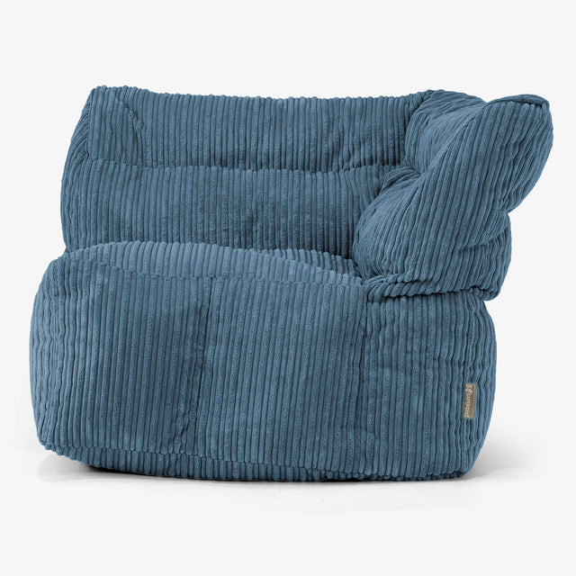 Modulaire Canapé Pouf, Élément Angle Gauche - Côtelé Bleu Marine 01
