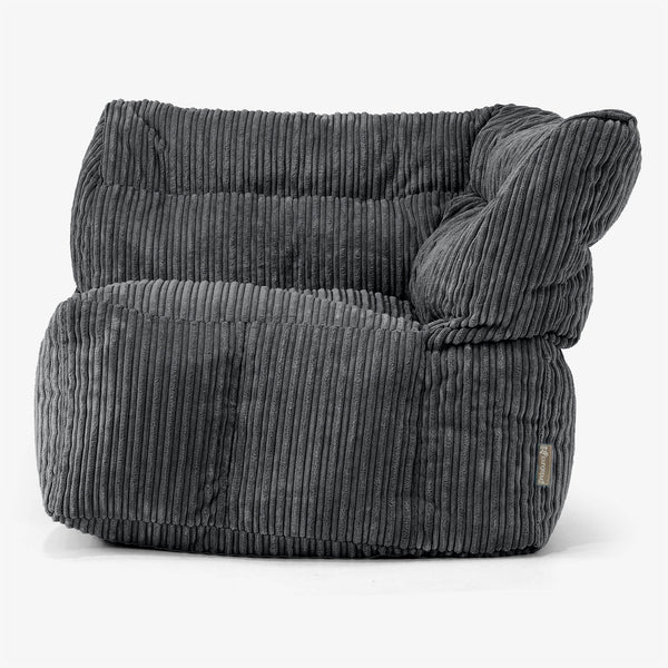 Modulaire Canapé Pouf, Élément Angle Droit - Côtelé Noir