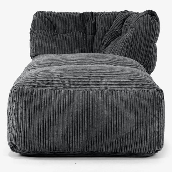 Modulaire Canapé Pouf, Élément Méridienne Droite - Côtelé Noir 02