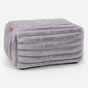 Petit Repose Pied - Velours Côtelé Ultra Pelucheux Gris