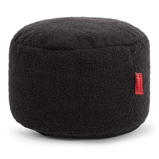 Petit Repose-pieds Rond - Bouclé Anthracite 01