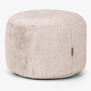 Petit Repose-pieds Rond - Fausse Fourrure Lapin Brun Doré