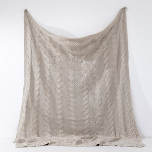 Couverture / Plaid - Tricoté Cable Crème