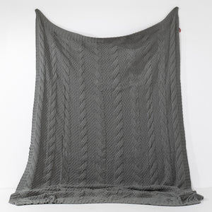Couverture / Plaid - Tricoté Cable Gris