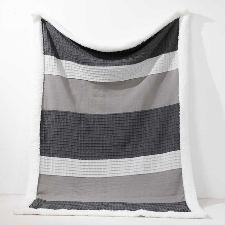 Couverture / Plaid - Tricoté Colourblock Gris 01