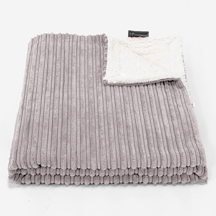 Plaid / Couverture Sherpa - Côtelé Gris Argent 02