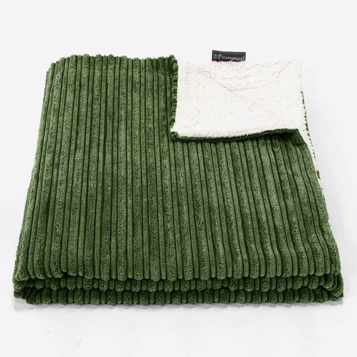 Plaid / Couverture Sherpa - Côtelé Vert Forêt 02