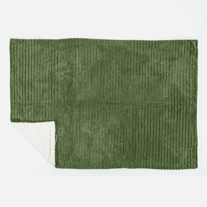 Plaid / Couverture Sherpa - Côtelé Vert Forêt 03