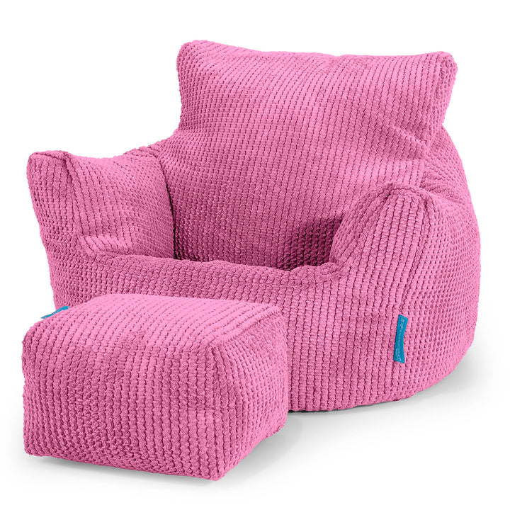 Fauteuil Pouf Bambin 1-3 ans - Pompon Rose 02