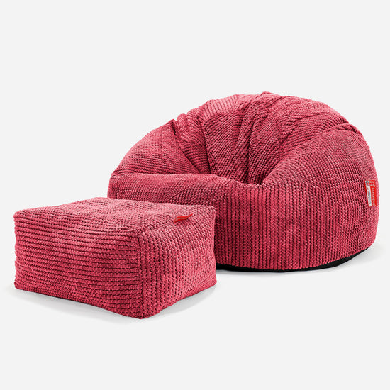 Pouf Poire Classique - Pompon Rouge pastel 02