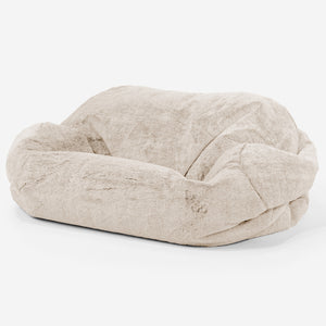 Pouf Canapé Sabine - Fausse Fourrure Lapin Blanc