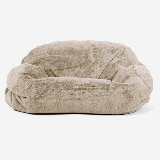 Pouf Canapé Sabine - Fausse Fourrure Lapin Brun Doré 02