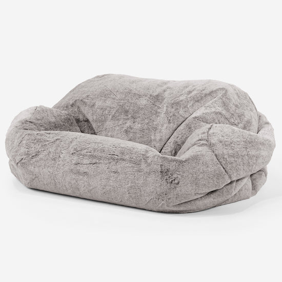 Pouf Canapé Sabine - Fausse Fourrure Lapin Gris clair 01