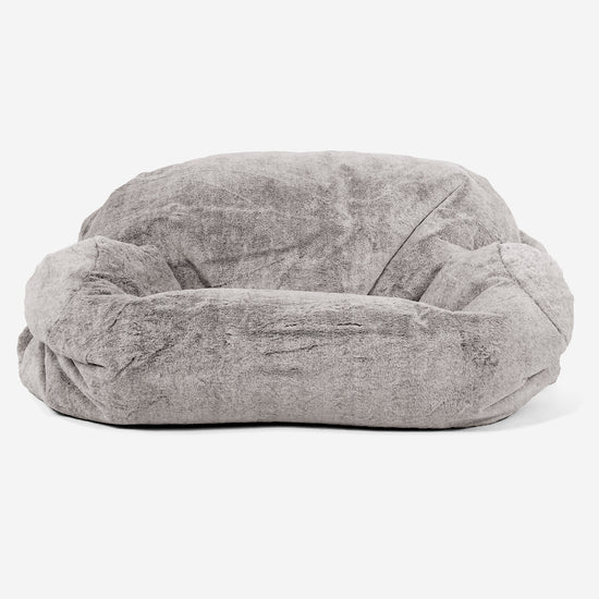 Pouf Canapé Sabine - Fausse Fourrure Lapin Gris clair 02