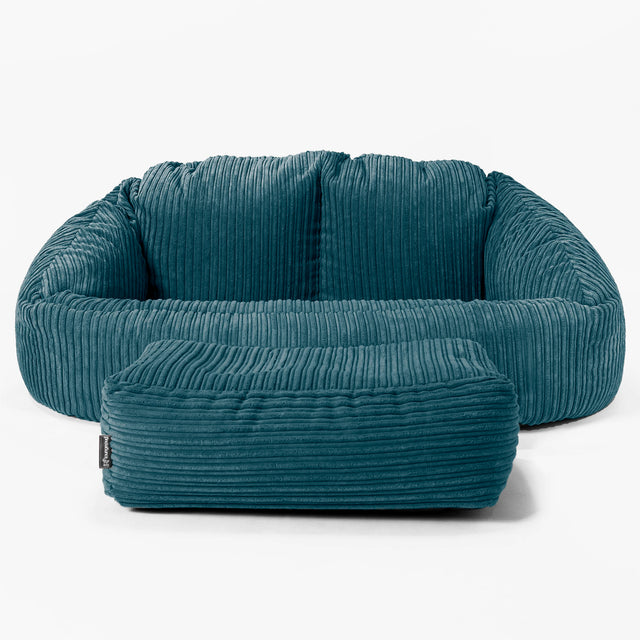 Pouf Canapé Bubble - Côtelé Bleu Canard 02