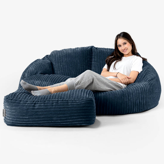 Pouf Canapé Bubble - Côtelé Bleu Marine 03