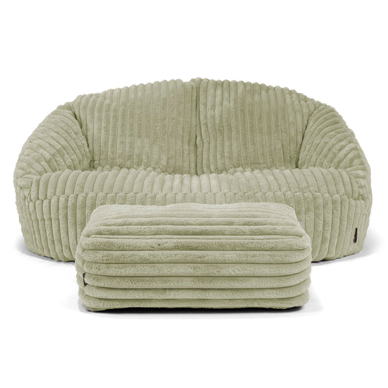 Pouf Canapé Bubble - Velours Côtelé Ultra Pelucheux Vert Sauge 02