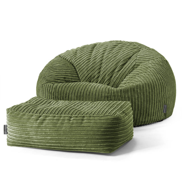 Pouf Canapé Classique - Côtelé Vert Forêt 02