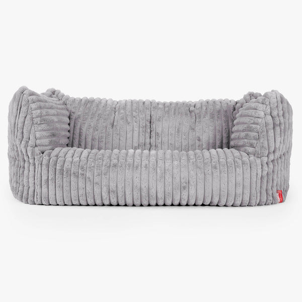 Pouf Canapé Ruben - Velours Côtelé Ultra Pelucheux Gris 01