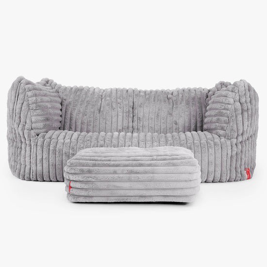 Pouf Canapé Ruben - Velours Côtelé Ultra Pelucheux Gris 02