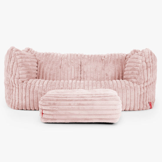 Pouf Canapé Ruben - Velours Côtelé Ultra Pelucheux Rose Pastel 02