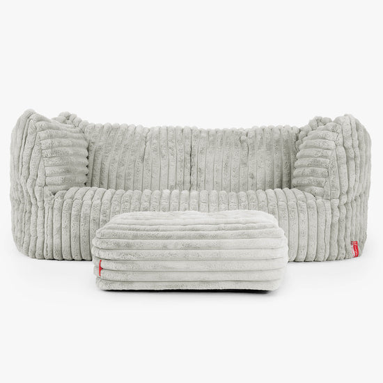 Pouf Canapé Ruben - Velours Côtelé Ultra Pelucheux Vert Sauge 02