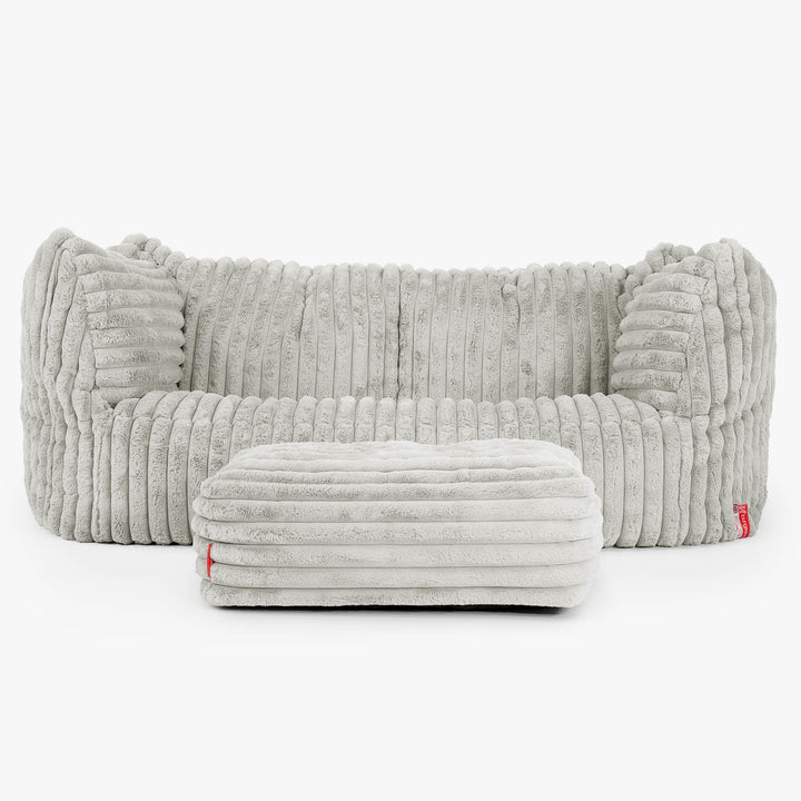 Pouf Canapé Ruben - Velours Côtelé Ultra Pelucheux Vert Sauge 02