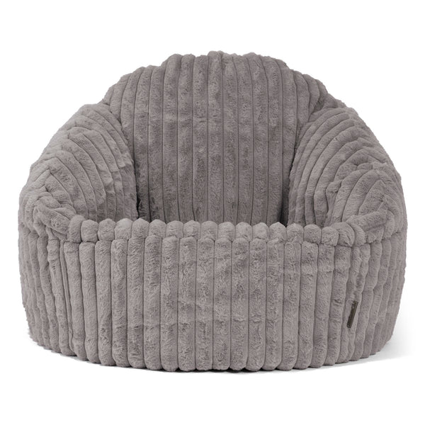Pouf Chaise Bubble - Velours Côtelé Ultra Pelucheux Gris 01