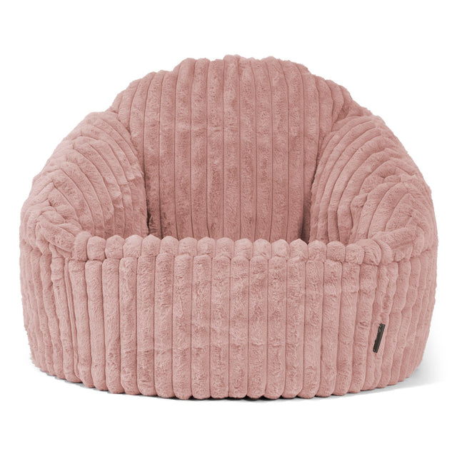 Pouf Chaise Bubble - Velours Côtelé Ultra Pelucheux Rose Pastel 01