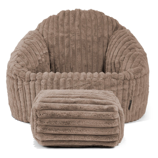 Pouf Chaise Bubble - Velours Côtelé Ultra Pelucheux Vison 02