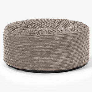 Pouf Design Rond - Côtelé Grège