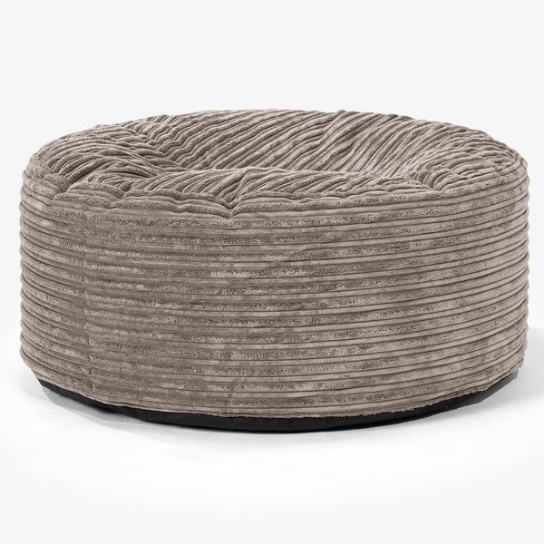 Pouf Design Rond - Côtelé Grège 01