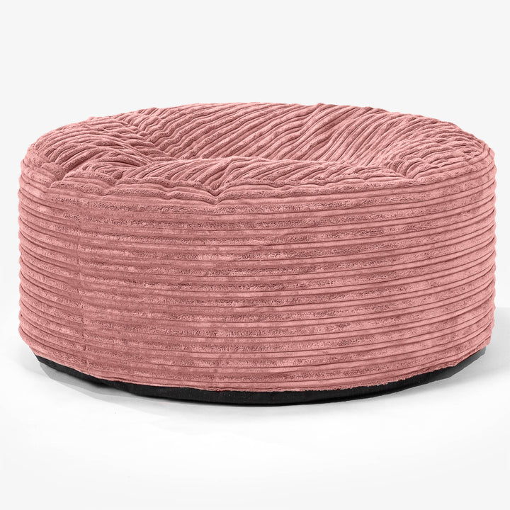 Pouf Design Rond - Côtelé Pêche 01