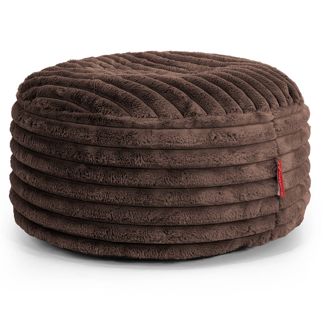 Pouf Design Rond - Velours Côtelé Ultra Pelucheux Marron Meuse 01