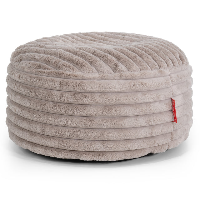 Pouf Design Rond - Velours Côtelé Ultra Pelucheux Vison 01