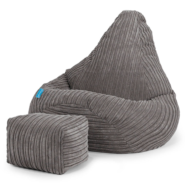 Pouf Fauteuil Gamer pour Enfant 1-5 ans - Côtelé Anthracite 01