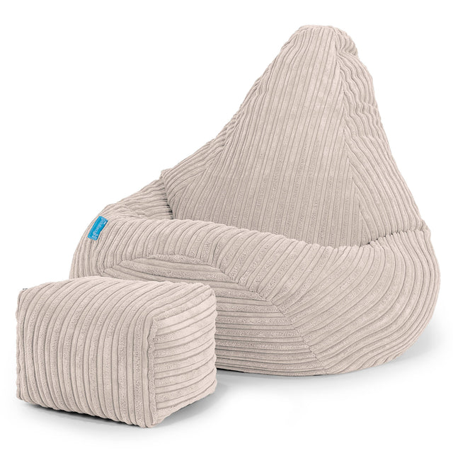 Pouf Fauteuil Gamer pour Enfant 1-5 ans - Côtelé Ivoire 01