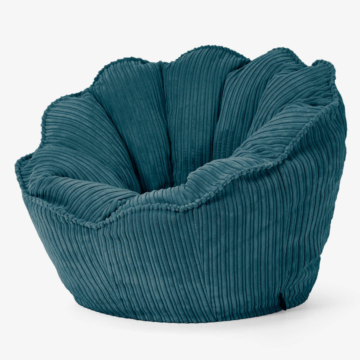 Pouf Fauteuil Natalia Sacco - Côtelé Bleu Canard 02