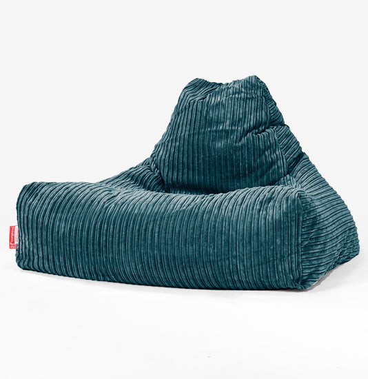 Pouf Fauteuil Relax - Côtelé Bleu Canard 01